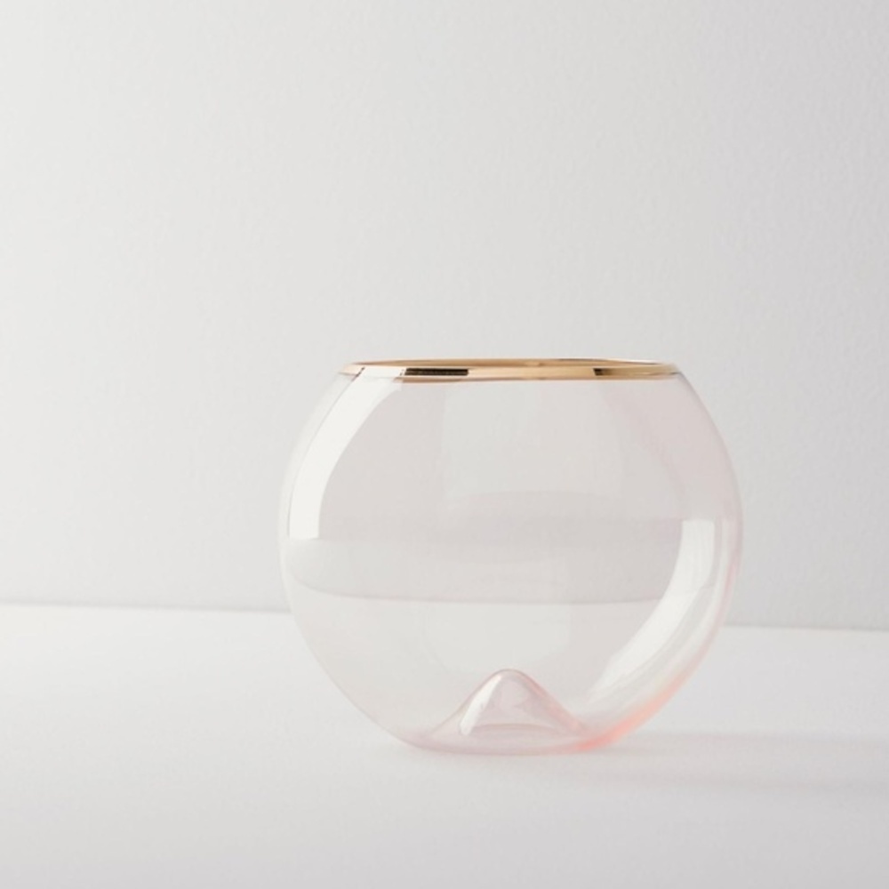 NWT Anthropologie Gilded Stemless Pink  Wine Glass